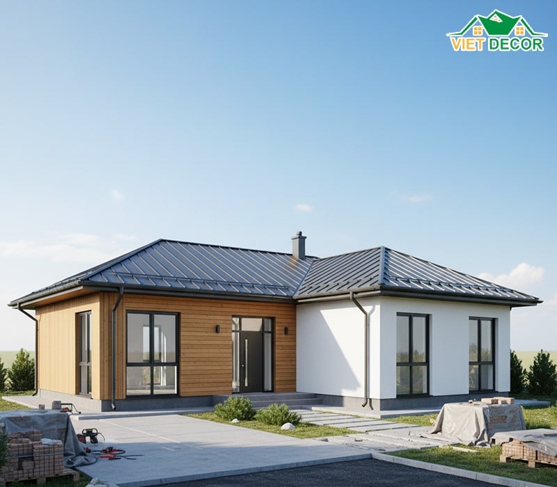 Lưu ý về thi công mẫu nhà 1 tầng 4 phòng ngủ 150m2