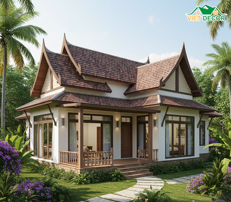 Mẫu nhà 1 tầng 4 phòng ngủ 150m2 mái Thái
