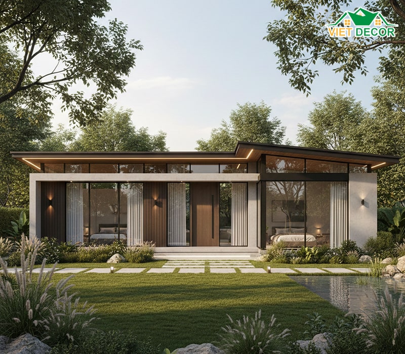 mẫu nhà 1 tầng 3 phòng ngủ 100m2