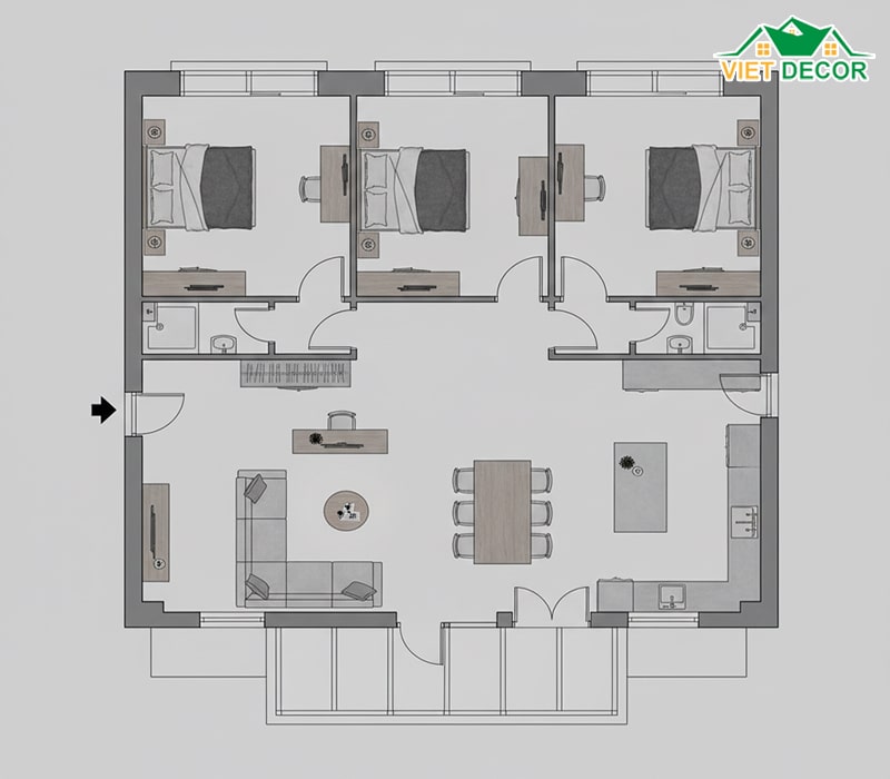 Gợi ý kích thước tiêu chuẩn cho các phòng