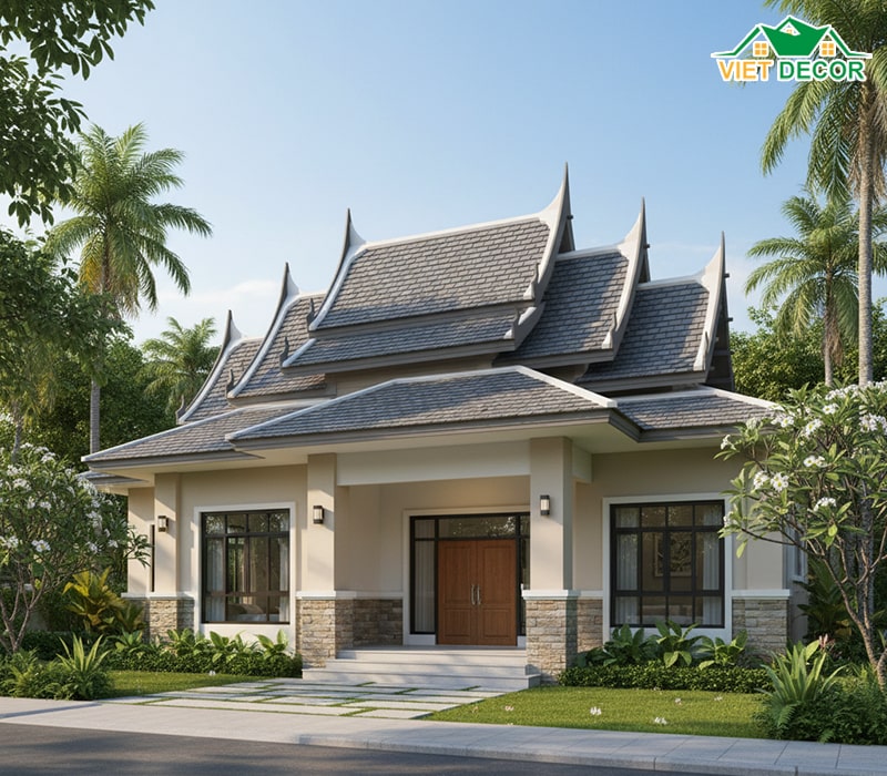 Mẫu nhà 1 tầng 3 phòng ngủ 120m2 mái Thái sang trọng