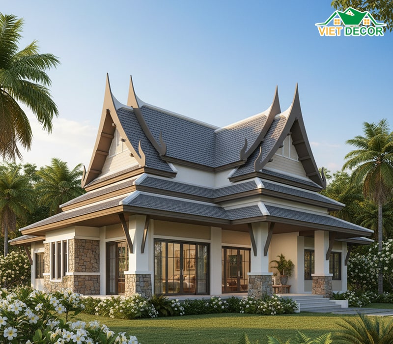 Mẫu nhà 1 tầng 3 phòng ngủ 120m2 mái Thái sang trọng