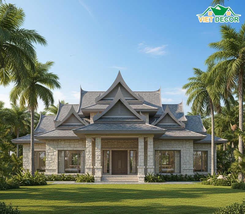 Mẫu nhà 1 tầng 3 phòng ngủ 120m2 mái Thái sang trọng