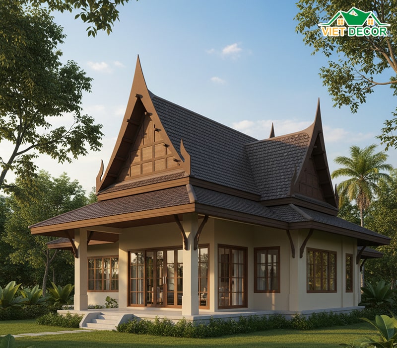 Mẫu nhà 1 tầng 3 phòng ngủ 120m2 mái Thái sang trọng