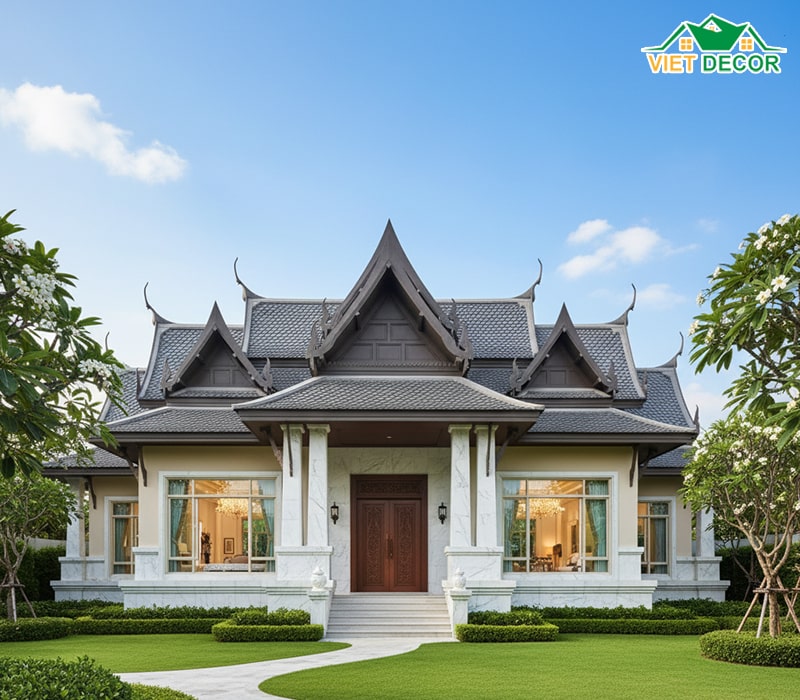 Mẫu nhà 1 tầng 3 phòng ngủ 120m2 mái Thái sang trọng