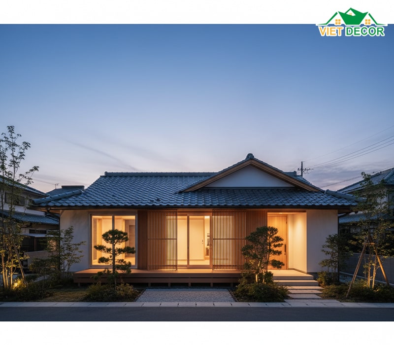 Mẫu nhà 1 tầng 3 phòng ngủ 120m² mái Nhật thanh lịch
