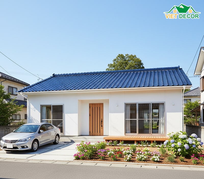 Mẫu nhà 1 tầng 3 phòng ngủ 120m² mái Nhật thanh lịch