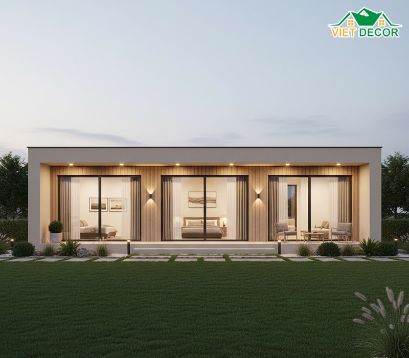 Thiết kế nhà cấp 4 120m2 3 phòng ngủ phong cách hiện đại