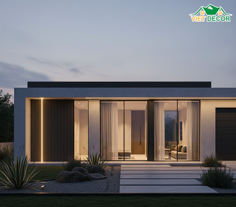 Thiết kế nhà cấp 4 120m2 3 phòng ngủ phong cách hiện đại