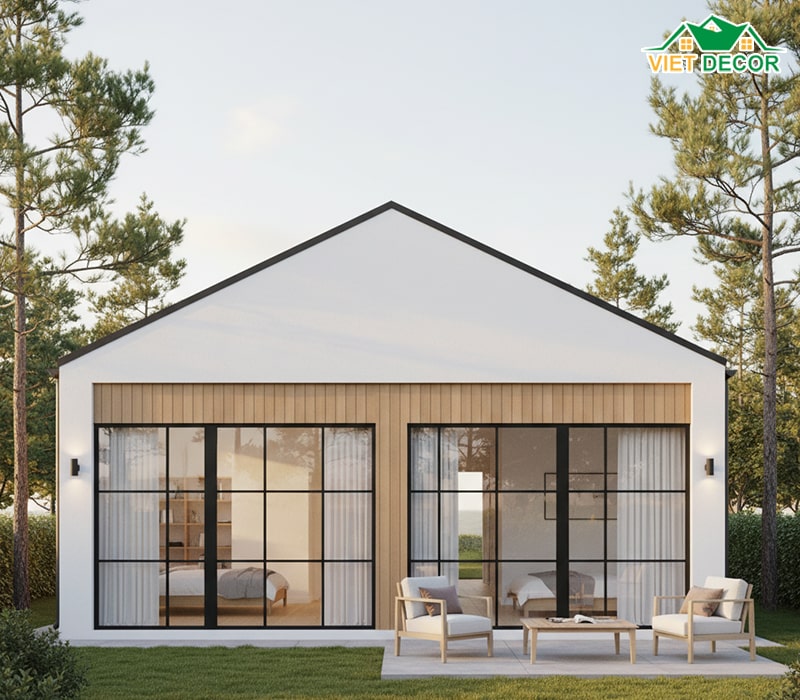 Mẫu nhà vườn 1 tầng 120m2 3 phòng ngủ gần gũi thiên nhiên