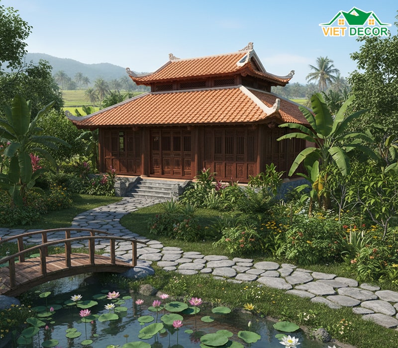 Mẫu nhà vườn 1 tầng 120m2 3 phòng ngủ gần gũi thiên nhiên
