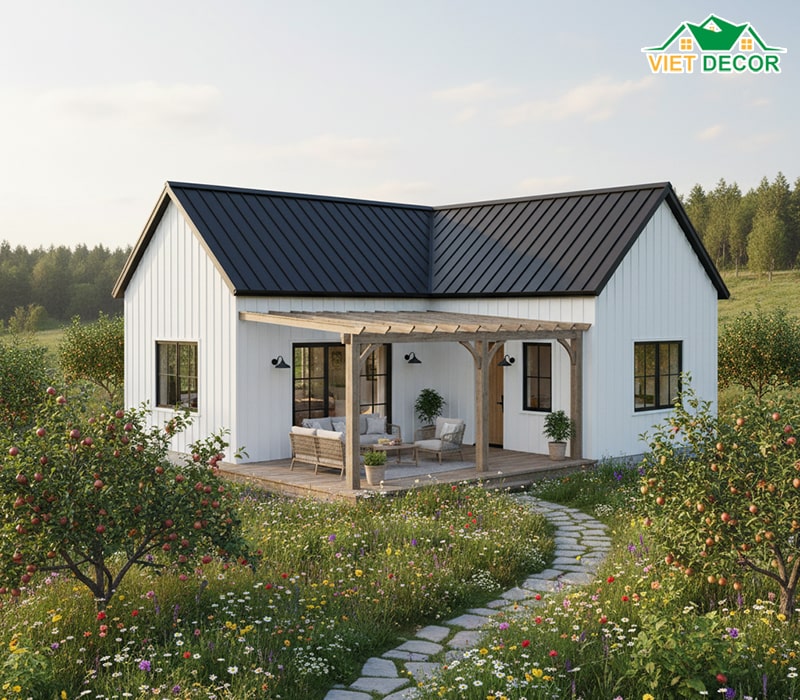 Mẫu nhà vườn 1 tầng 120m2 3 phòng ngủ gần gũi thiên nhiên
