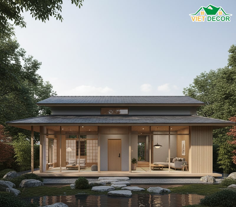 Mẫu nhà mái Nhật 1 tầng 150m2 hiện đại, tinh tế