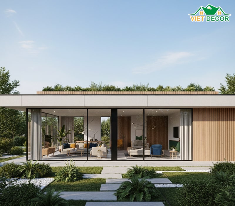Nhà 1 tầng mái bằng 150m2 trẻ trung