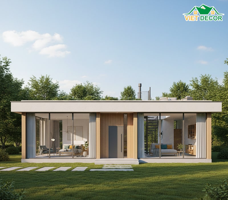 Nhà 1 tầng mái bằng 150m2 trẻ trung