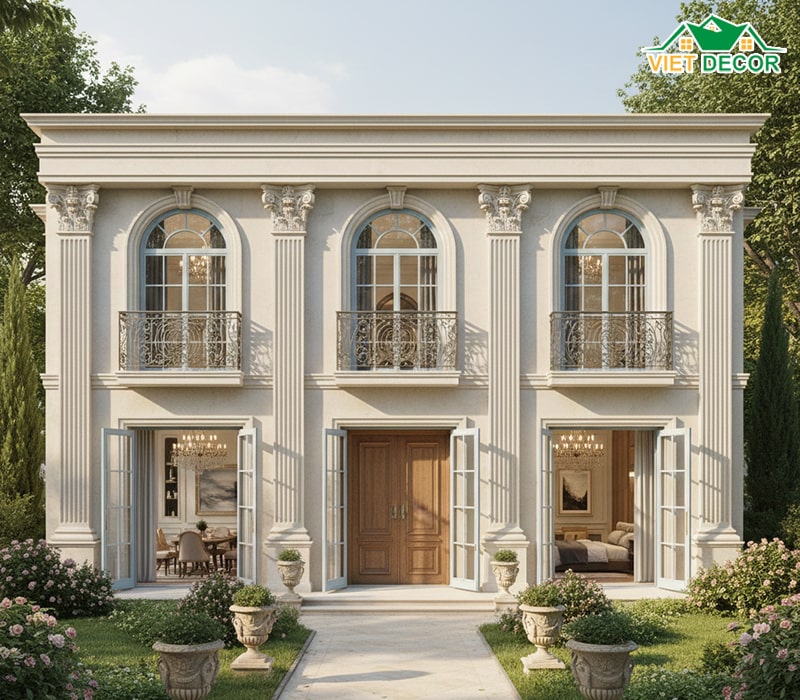 Biệt thự vườn 1 tầng 150m2 phong cách Tân cổ điển
