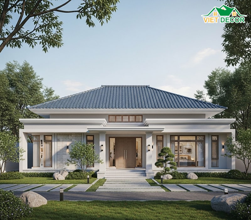 Mẫu nhà 1 tầng 4 phòng ngủ 1 phòng thờ mái Nhật