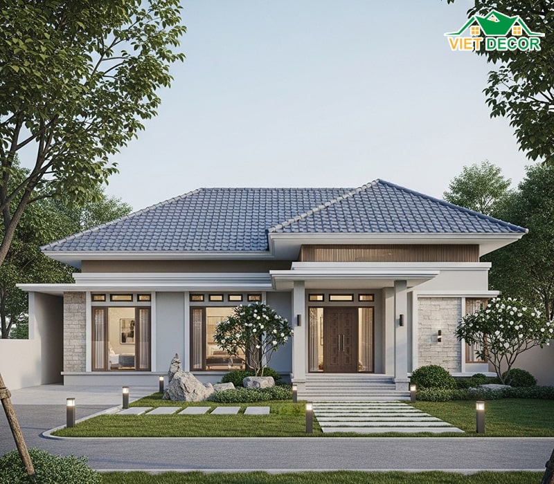 Mẫu nhà 1 tầng 4 phòng ngủ 1 phòng thờ mái Nhật