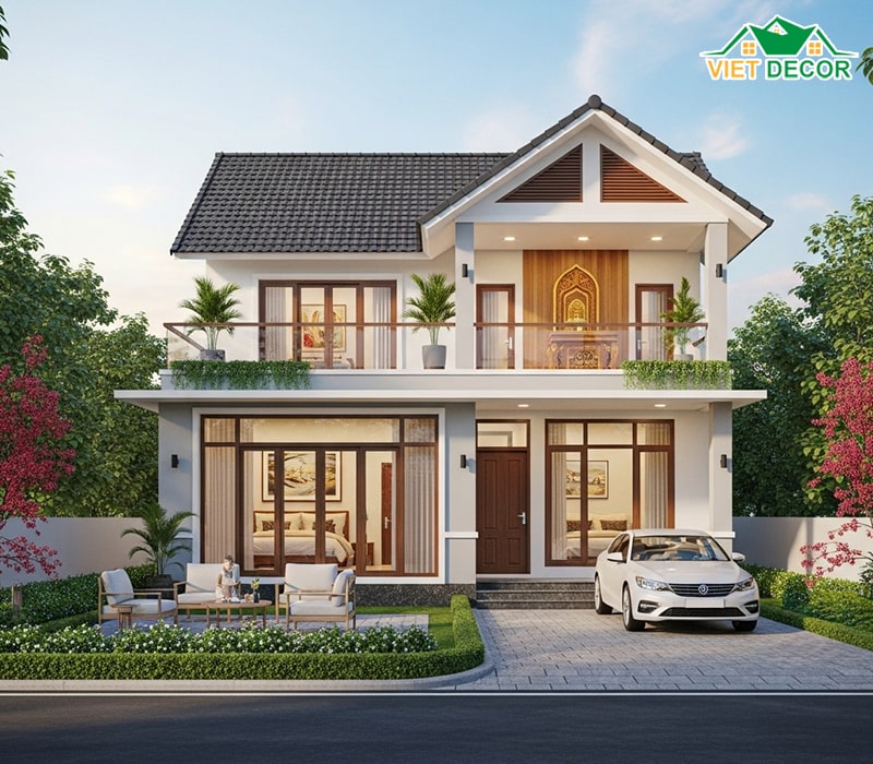 Nhà 1 tầng có gác lửng làm phòng thờ