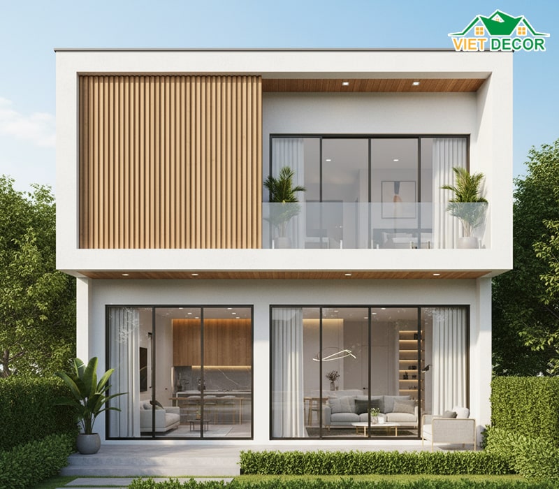 Mẫu nhà 1 trệt 1 lầu 5x15 3 phòng ngủ phong cách hiện đại
