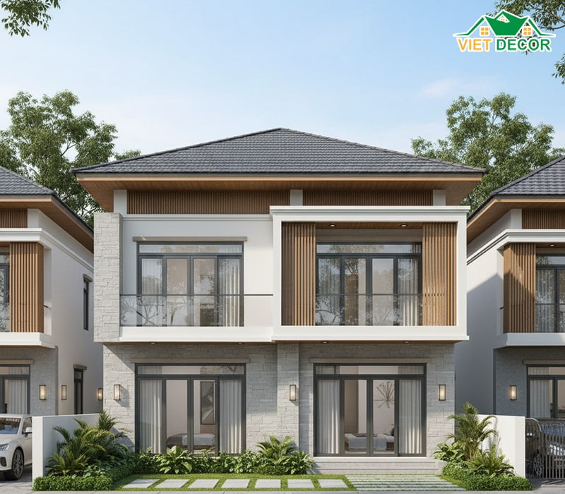 Mẫu nhà 1 trệt 1 lầu 5x15 3 phòng ngủ mái Nhật