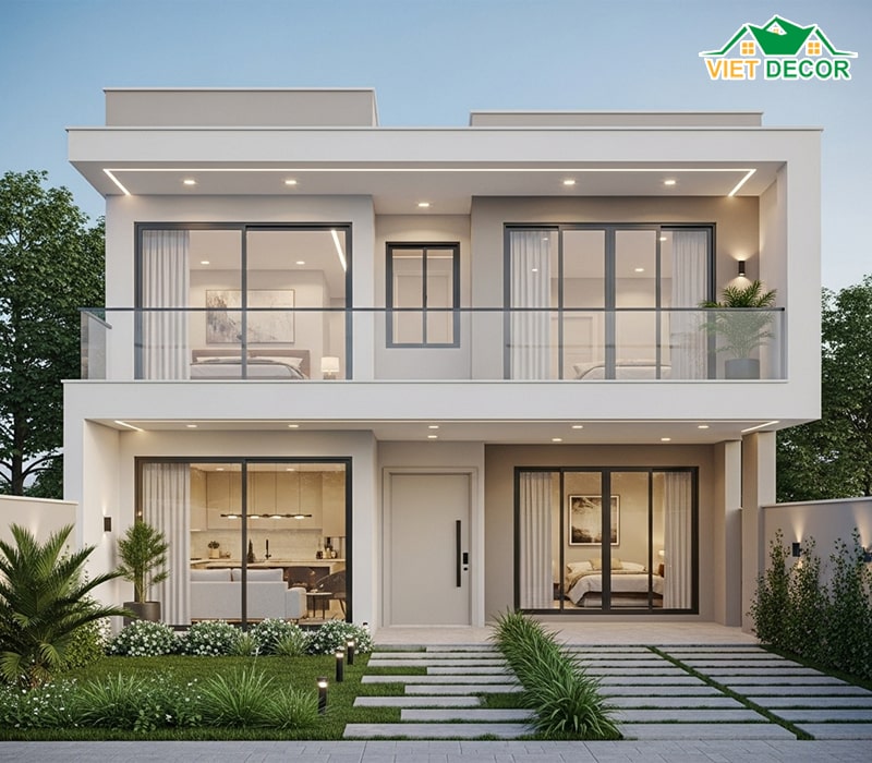 Mẫu nhà 2 tầng 4 phòng ngủ 100m2