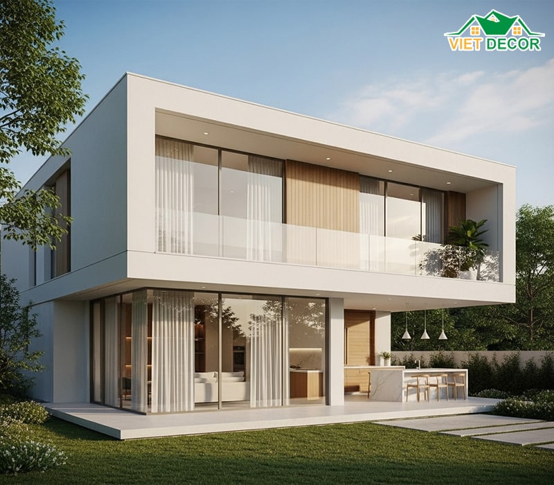 Thiết kế nhà 2 tầng 100m2 phong cách hiện đại, tối ưu không gian mở