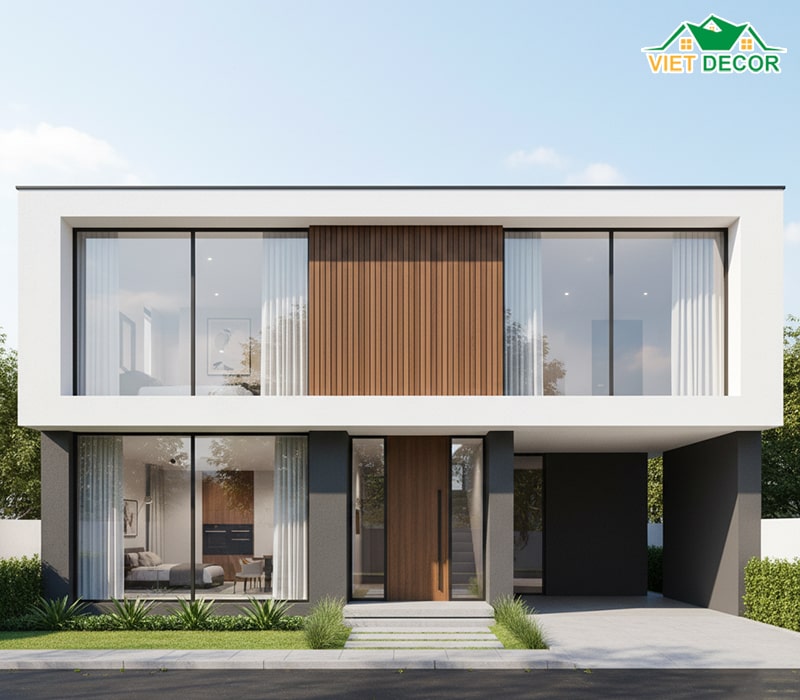 Mẫu nhà 2 tầng 8x12 4 phòng ngủ phong cách hiện đại