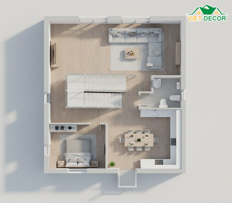 Bản vẽ tham khảo mặt bằng tầng 1 nhà 8x12