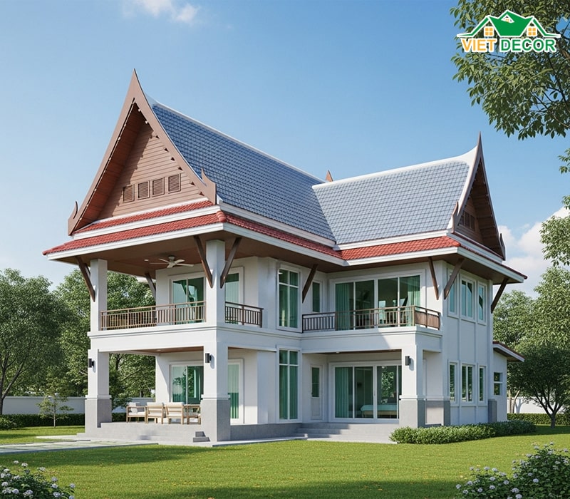 Hình ảnh mẫu nhà 2 tầng 4 phòng ngủ mái Thái