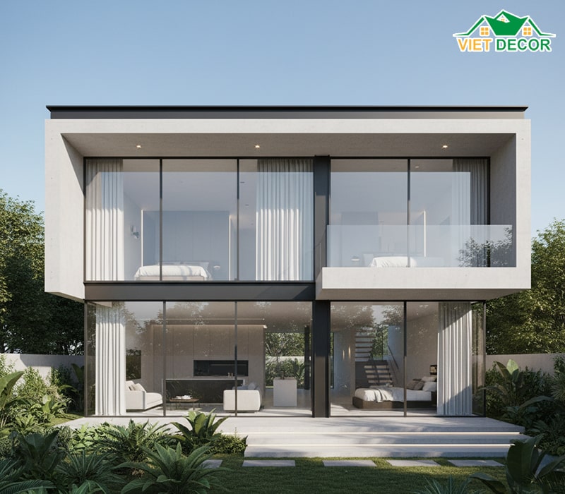 Mẫu nhà 2 tầng 150m2 5 phòng ngủ phong cách hiện đại