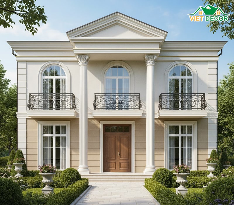 Mẫu biệt thự 2 tầng 5 phòng ngủ 200m2 tân cổ điển