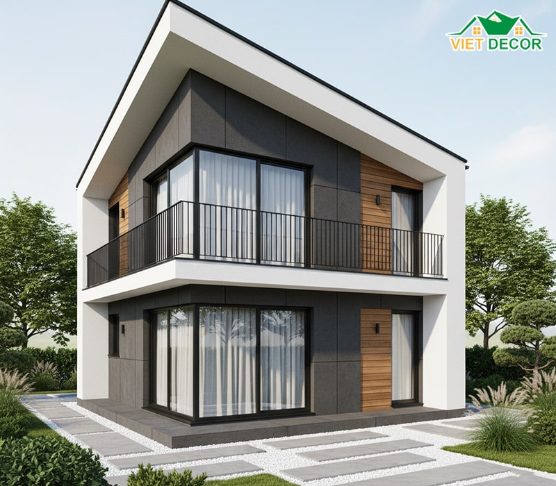 Mẫu nhà 2 tầng 70m2 hiện đại, tối giản