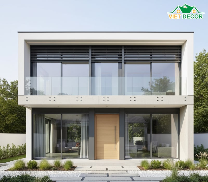 Mẫu nhà 2 tầng 70m2 hiện đại, tối giản