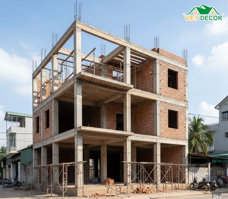 Nhà 2 tầng xây tường 10 được không?