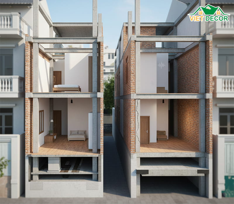 Ưu và nhược điểm khi xây nhà 2 tầng bằng tường 10