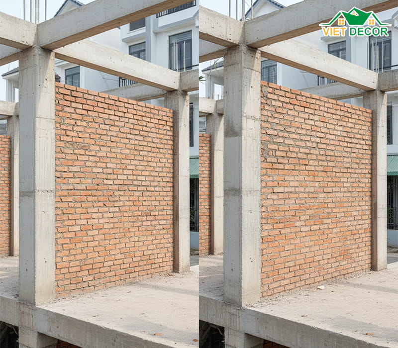 So sánh tường 10 và tường 20 trong xây dựng nhà phố