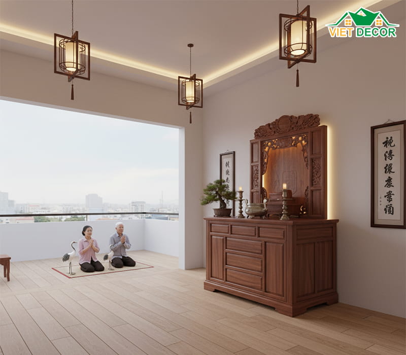 Yếu tố phong thủy trong bố trí phòng thờ tại tầng tum