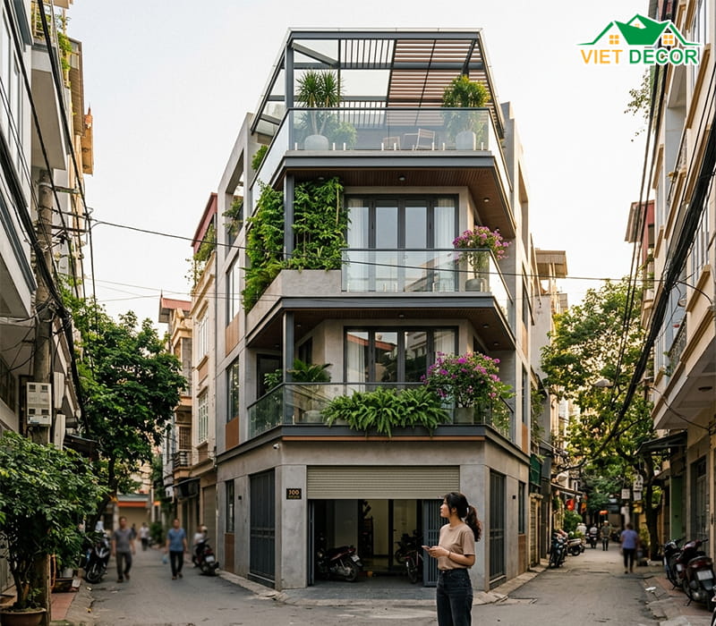 Cách tính tổng diện tích xây dựng cho nhà 4 tầng