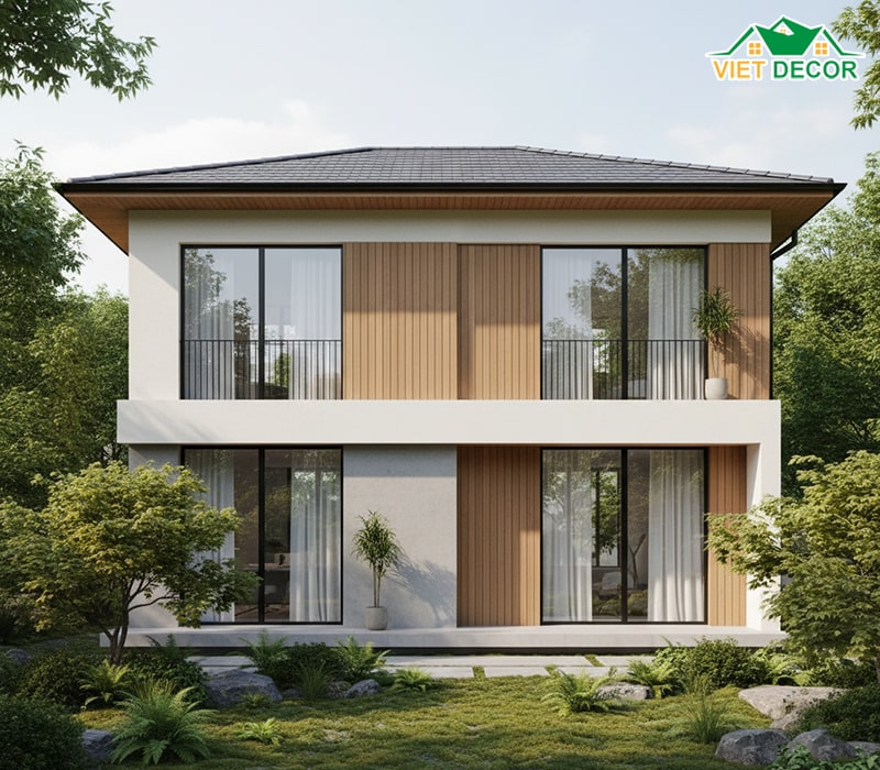 Mẫu nhà 6x15 2 tầng 4 phòng ngủ mái Nhật