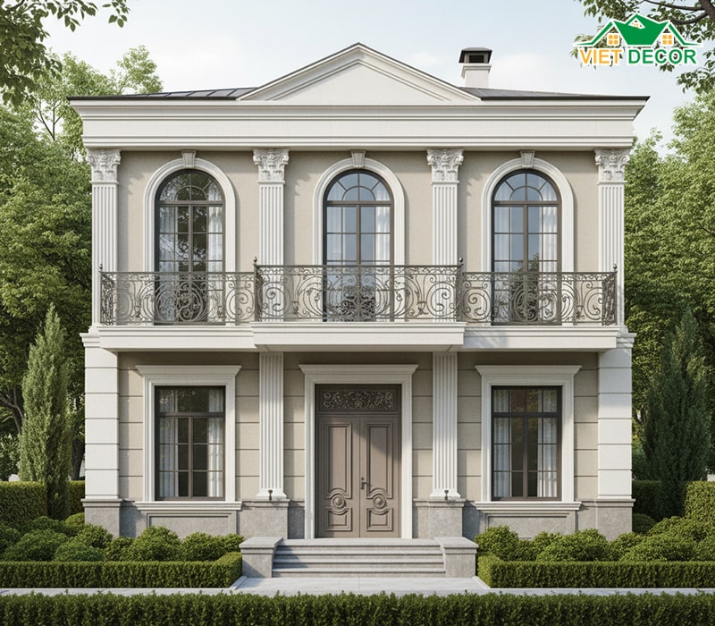 Mẫu nhà 6x15 2 tầng 4 phòng ngủ 1 phòng thờ (tân cổ điển)
