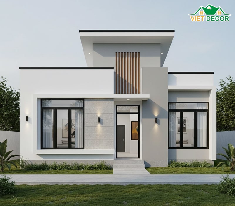 Mẫu nhà cấp 4 mái bằng 2 phòng ngủ 1 phòng thờ giá rẻ