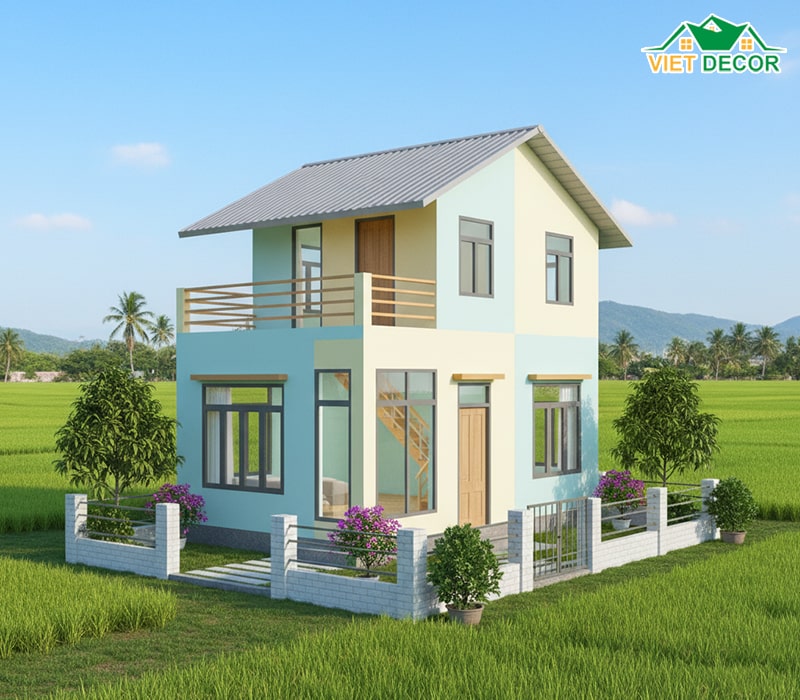 Mẫu nhà cấp 4 có gác lửng 200 triệu