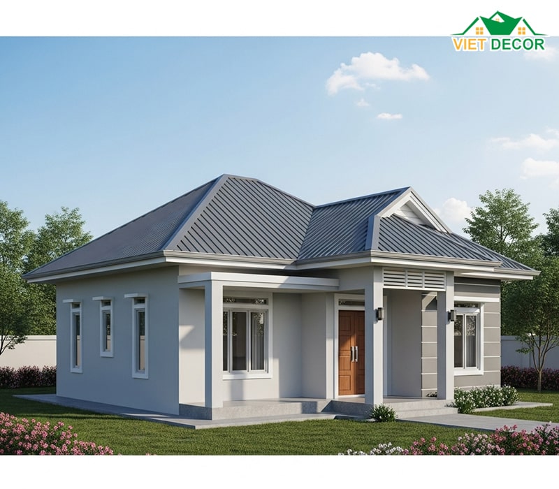 Mẫu nhà cấp 4 2 phòng ngủ 5×12 mái tôn