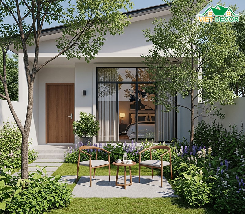 Mẫu nhà cấp 4 2 phòng ngủ 5×12 có sân vườn