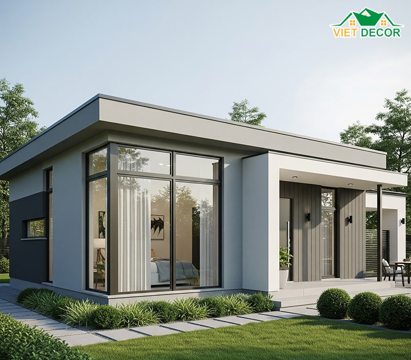 Mẫu nhà cấp 4 2 phòng ngủ 70m2 mái bằng