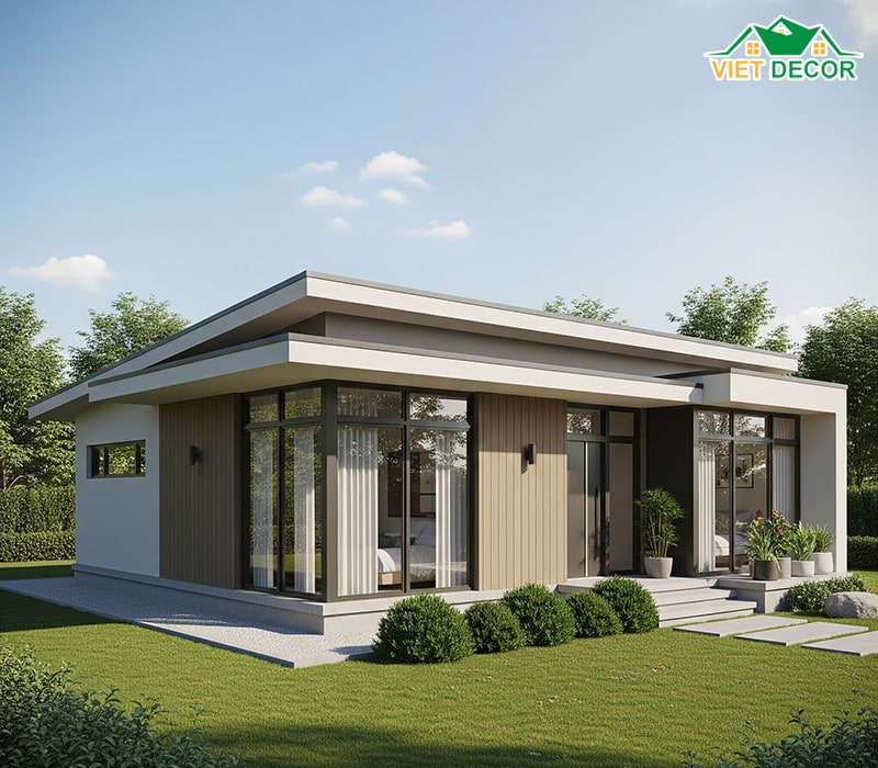 Mẫu nhà cấp 4 2 phòng ngủ 70m2 mái bằng