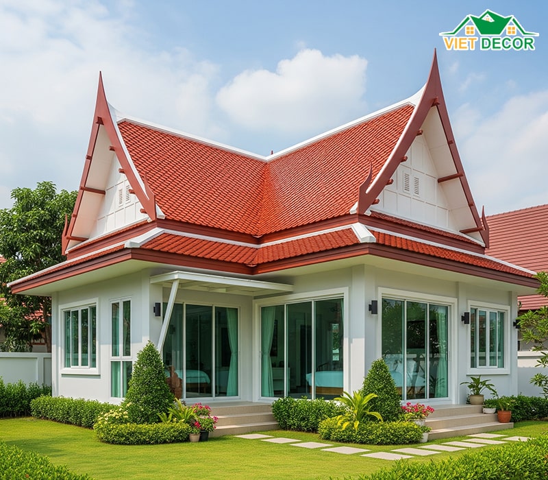 Mẫu nhà cấp 4 2 phòng ngủ 70m2 mái Thái