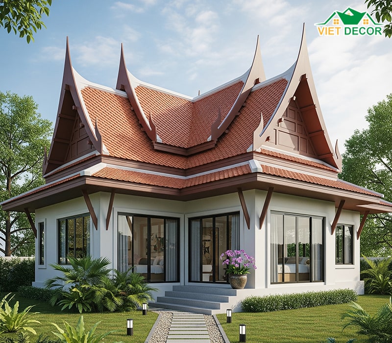 Mẫu nhà cấp 4 2 phòng ngủ 70m2 mái Thái
