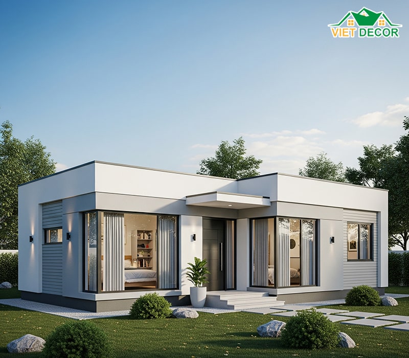 Mẫu nhà cấp 4 2 phòng ngủ 70m2 hiện đại